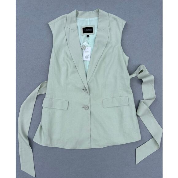 NWT Eloquii Women's Sage green longline belted vest size 14 Linen Rayon blend - Picture 2 of 8